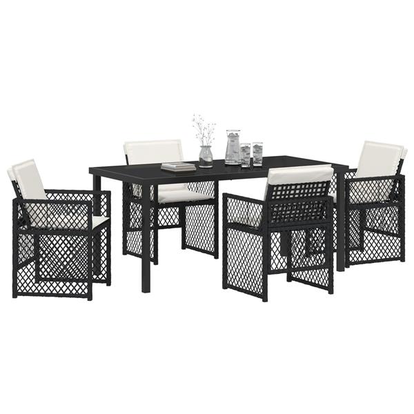 Grote foto vidaxl 5 delige tuinset met kussens poly rattan zwart tuin en terras tuinmeubelen