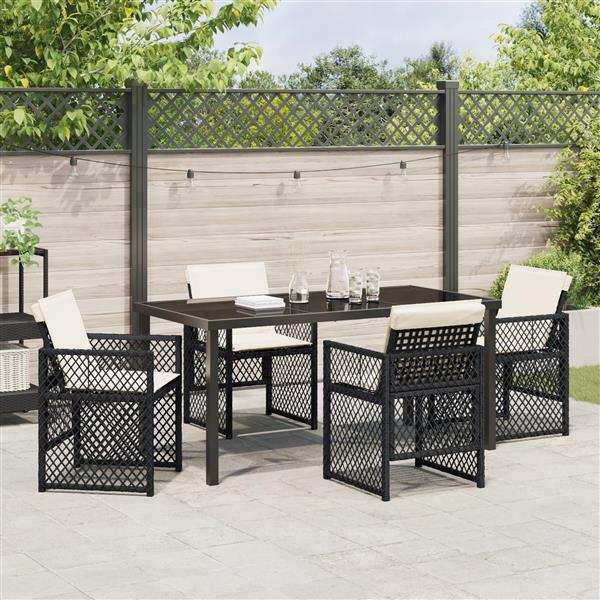 Grote foto vidaxl 5 delige tuinset met kussens poly rattan zwart tuin en terras tuinmeubelen