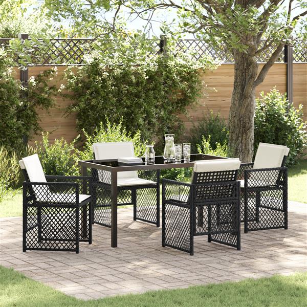 Grote foto vidaxl 5 delige tuinset met kussens poly rattan zwart tuin en terras tuinmeubelen