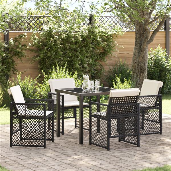 Grote foto vidaxl 5 delige tuinset met kussens poly rattan zwart tuin en terras tuinmeubelen