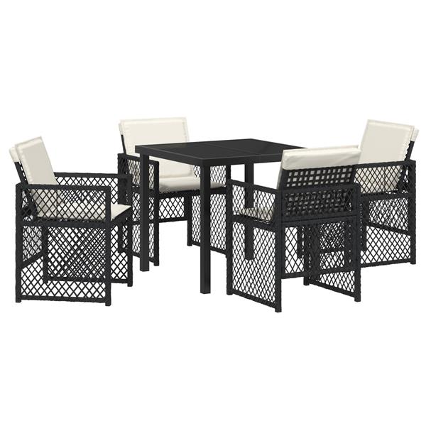 Grote foto vidaxl 5 delige tuinset met kussens poly rattan zwart tuin en terras tuinmeubelen