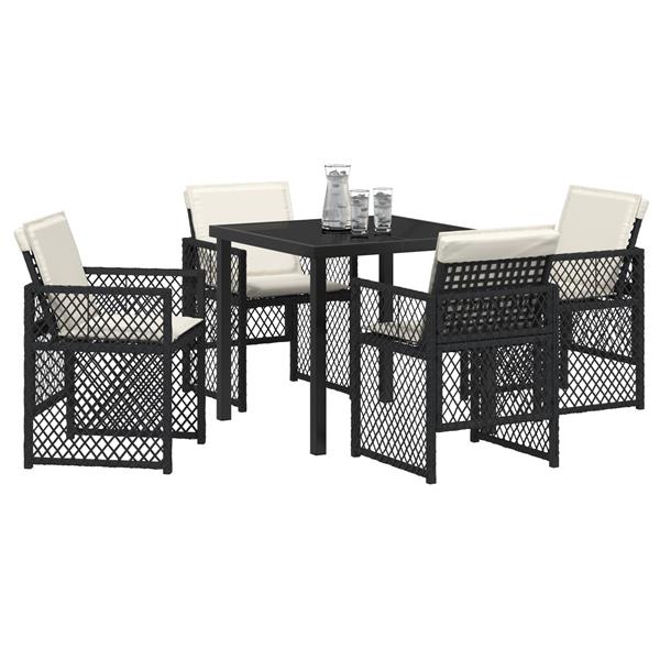 Grote foto vidaxl 5 delige tuinset met kussens poly rattan zwart tuin en terras tuinmeubelen