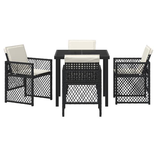 Grote foto vidaxl 5 delige tuinset met kussens poly rattan zwart tuin en terras tuinmeubelen