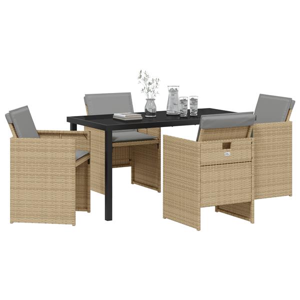 Grote foto vidaxl 5 delige tuinset met kussens poly rattan beige tuin en terras tuinmeubelen