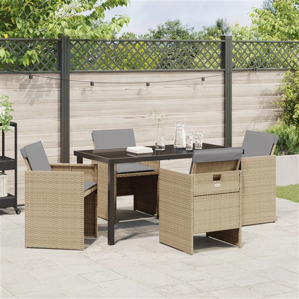 Grote foto vidaxl 5 delige tuinset met kussens poly rattan beige tuin en terras tuinmeubelen