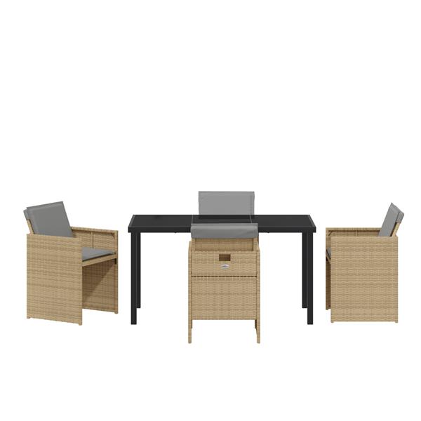 Grote foto vidaxl 5 delige tuinset met kussens poly rattan beige tuin en terras tuinmeubelen