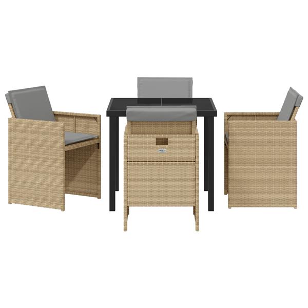 Grote foto vidaxl 5 delige tuinset met kussens poly rattan beige tuin en terras tuinmeubelen