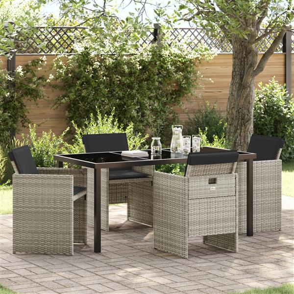 Grote foto vidaxl 5 delige tuinset met kussens poly rattan lichtgrijs tuin en terras tuinmeubelen