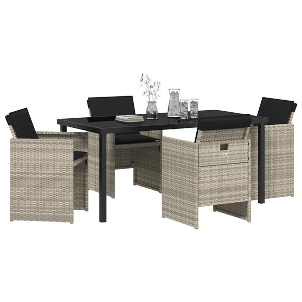 Grote foto vidaxl 5 delige tuinset met kussens poly rattan lichtgrijs tuin en terras tuinmeubelen
