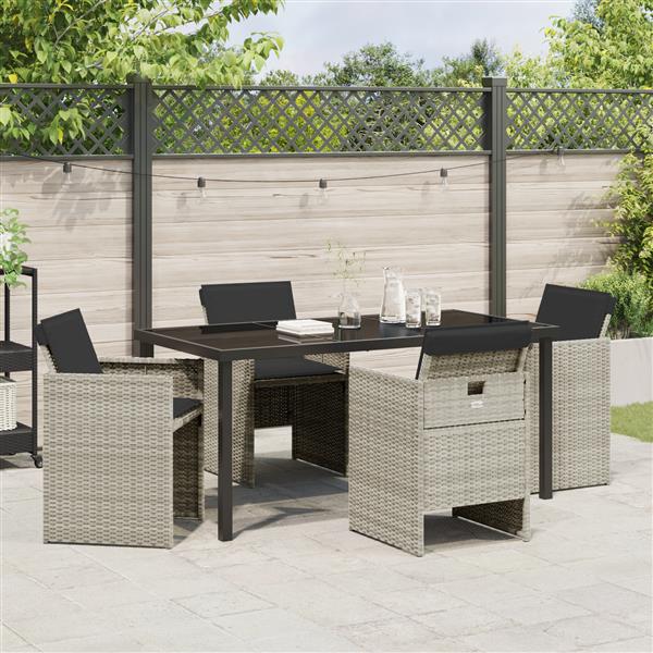 Grote foto vidaxl 5 delige tuinset met kussens poly rattan lichtgrijs tuin en terras tuinmeubelen