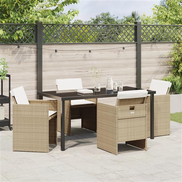 Grote foto vidaxl 5 delige tuinset met kussens poly rattan beige tuin en terras tuinmeubelen