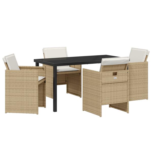 Grote foto vidaxl 5 delige tuinset met kussens poly rattan beige tuin en terras tuinmeubelen