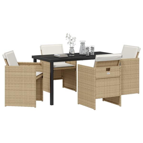 Grote foto vidaxl 5 delige tuinset met kussens poly rattan beige tuin en terras tuinmeubelen