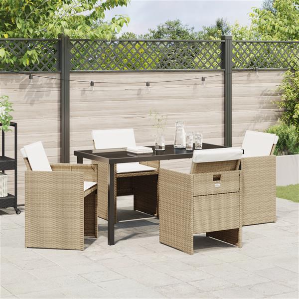 Grote foto vidaxl 5 delige tuinset met kussens poly rattan beige tuin en terras tuinmeubelen