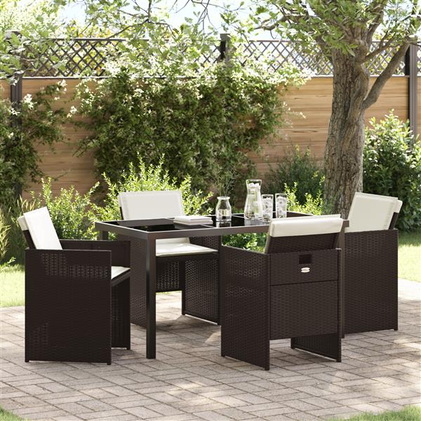 Grote foto vidaxl 5 delige tuinset met kussens poly rattan bruin tuin en terras tuinmeubelen