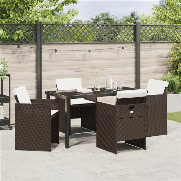 Grote foto vidaxl 5 delige tuinset met kussens poly rattan bruin tuin en terras tuinmeubelen