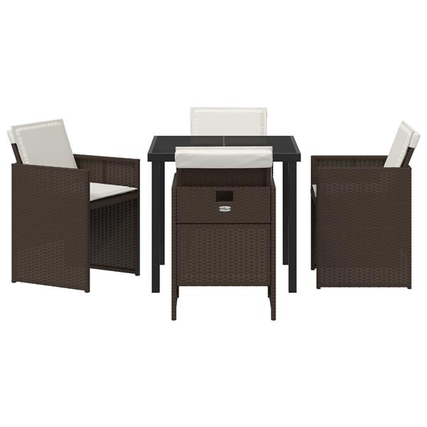 Grote foto vidaxl 5 delige tuinset met kussens poly rattan bruin tuin en terras tuinmeubelen