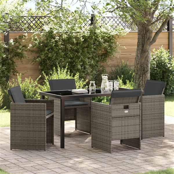 Grote foto vidaxl 5 delige tuinset met kussens poly rattan grijs tuin en terras tuinmeubelen