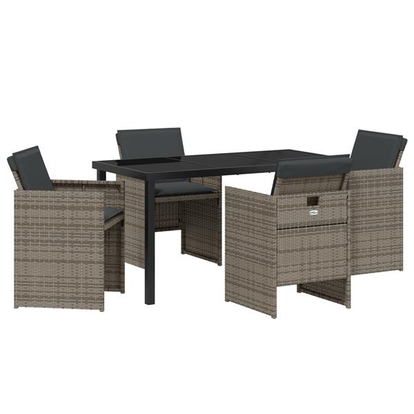 Grote foto vidaxl 5 delige tuinset met kussens poly rattan grijs tuin en terras tuinmeubelen