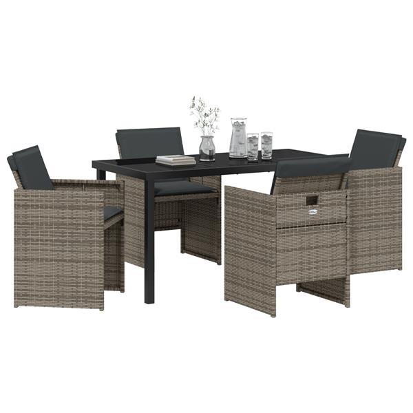 Grote foto vidaxl 5 delige tuinset met kussens poly rattan grijs tuin en terras tuinmeubelen