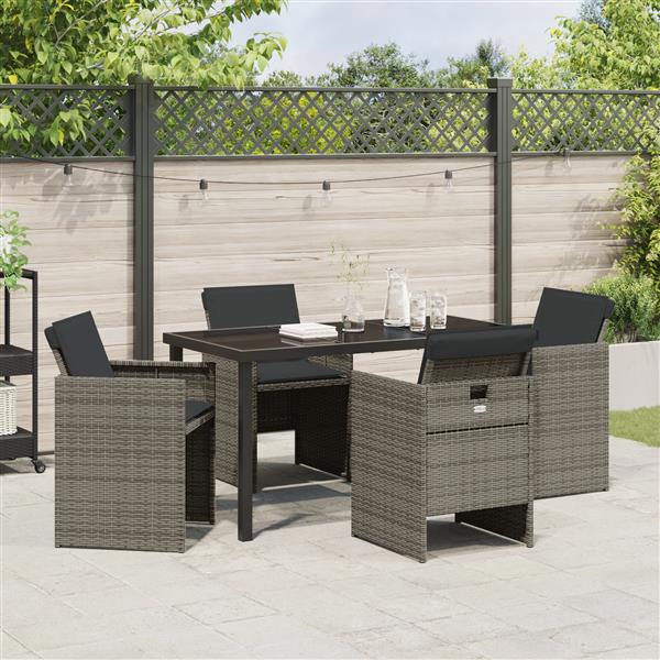 Grote foto vidaxl 5 delige tuinset met kussens poly rattan grijs tuin en terras tuinmeubelen