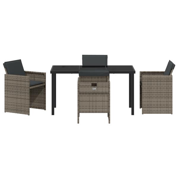 Grote foto vidaxl 5 delige tuinset met kussens poly rattan grijs tuin en terras tuinmeubelen