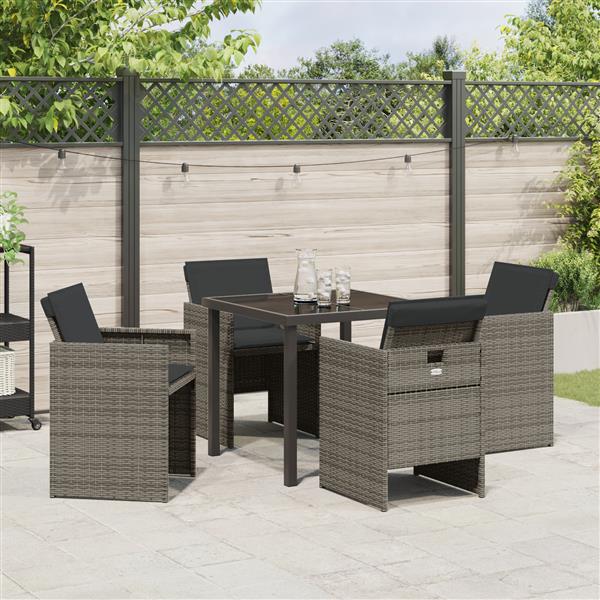 Grote foto vidaxl 5 delige tuinset met kussens poly rattan grijs tuin en terras tuinmeubelen