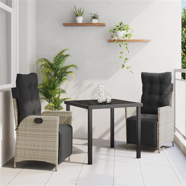 Grote foto vidaxl 3 delige tuinset lichtgrijs poly rattan tuin en terras tuinmeubelen