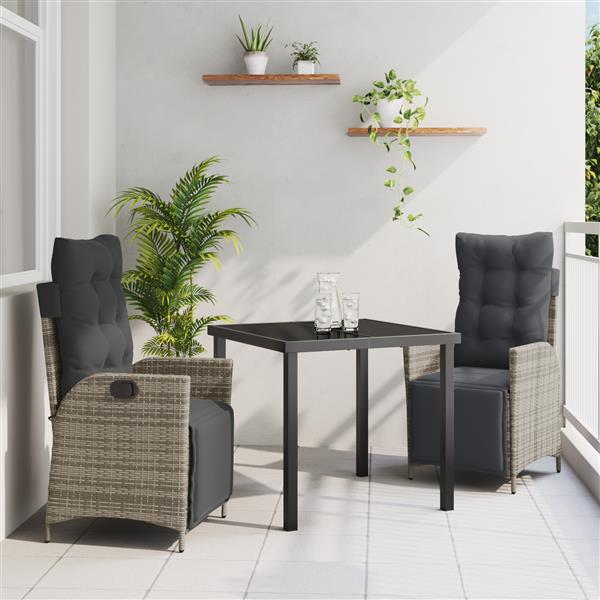 Grote foto vidaxl 3 delige tuinset grijs poly rattan tuin en terras tuinmeubelen