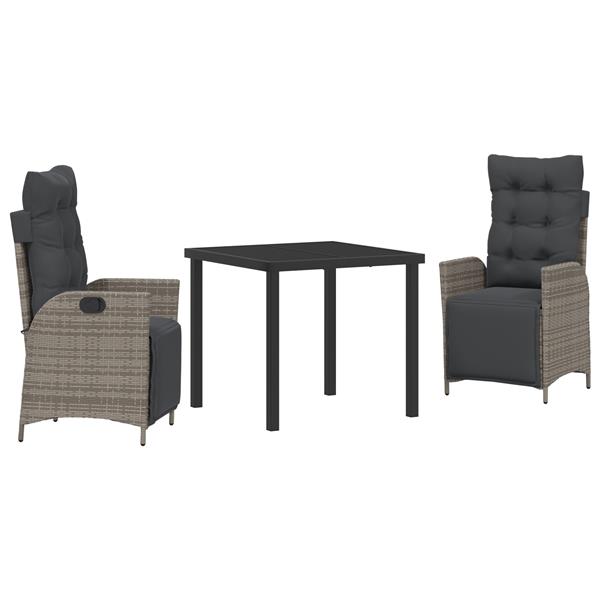 Grote foto vidaxl 3 delige tuinset grijs poly rattan tuin en terras tuinmeubelen