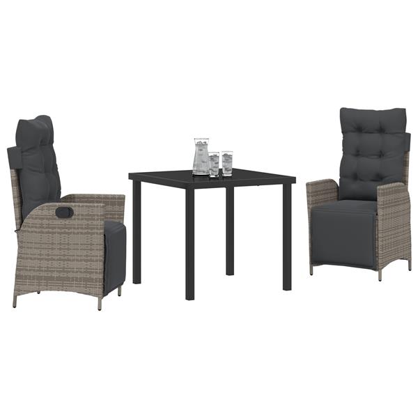 Grote foto vidaxl 3 delige tuinset grijs poly rattan tuin en terras tuinmeubelen