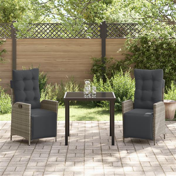 Grote foto vidaxl 3 delige tuinset grijs poly rattan tuin en terras tuinmeubelen