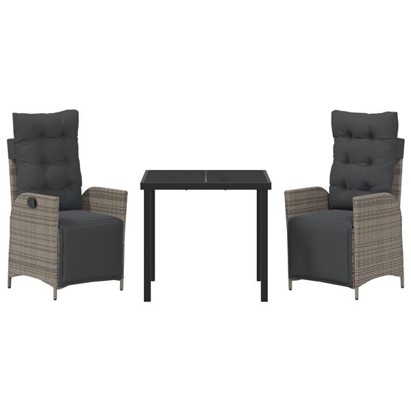 Grote foto vidaxl 3 delige tuinset grijs poly rattan tuin en terras tuinmeubelen