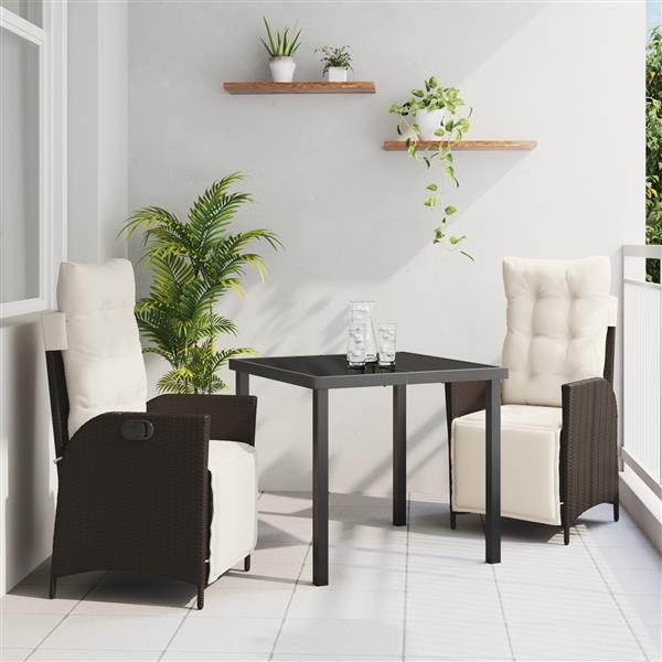 Grote foto vidaxl 3 delige tuinset bruin poly rattan tuin en terras tuinmeubelen