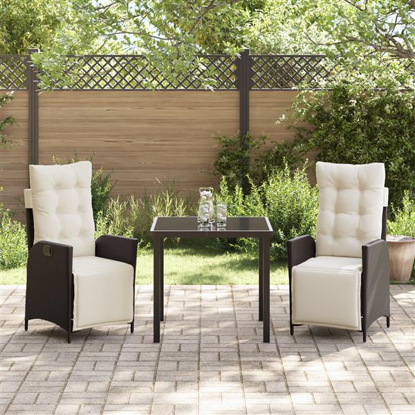 Grote foto vidaxl 3 delige tuinset bruin poly rattan tuin en terras tuinmeubelen