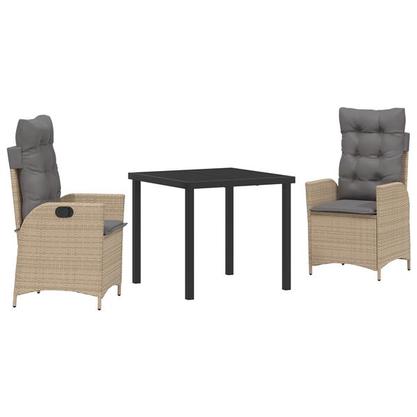 Grote foto vidaxl 3 delige tuinset met kussens in beige poly rattan tuin en terras tuinmeubelen