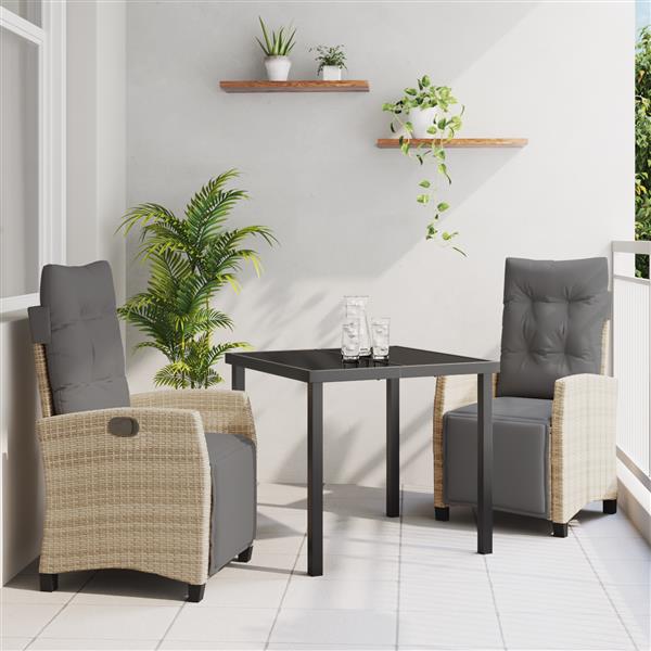 Grote foto vidaxl 3 delige tuintafelset beige poly rattan tuin en terras tuinmeubelen