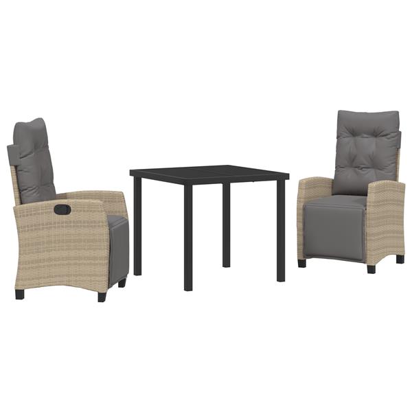 Grote foto vidaxl 3 delige tuintafelset beige poly rattan tuin en terras tuinmeubelen