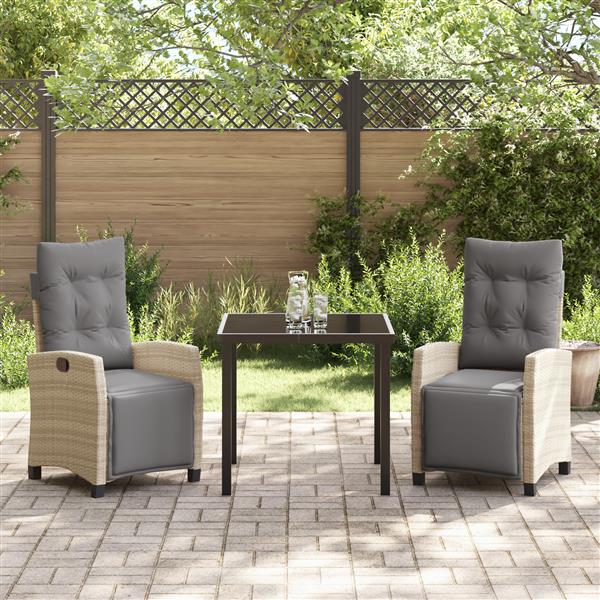Grote foto vidaxl 3 delige tuintafelset beige poly rattan tuin en terras tuinmeubelen