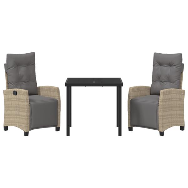 Grote foto vidaxl 3 delige tuintafelset beige poly rattan tuin en terras tuinmeubelen