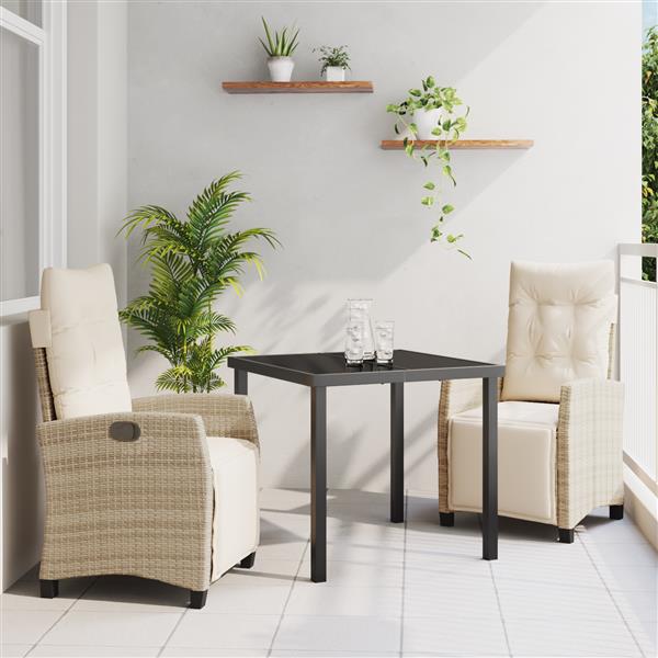 Grote foto vidaxl 3 delige tuinstel beige poly rattan tuin en terras tuinmeubelen