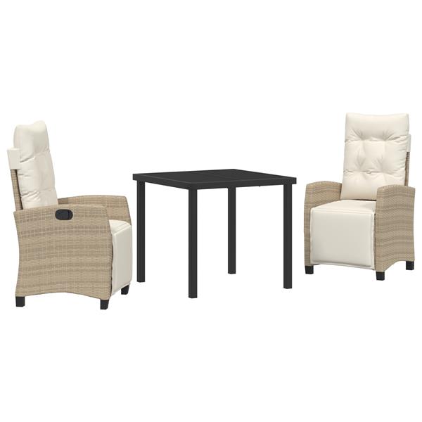 Grote foto vidaxl 3 delige tuinstel beige poly rattan tuin en terras tuinmeubelen