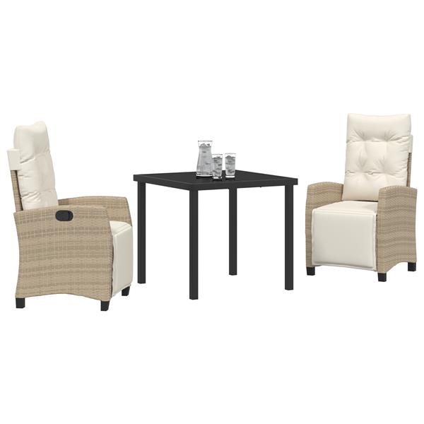 Grote foto vidaxl 3 delige tuinstel beige poly rattan tuin en terras tuinmeubelen