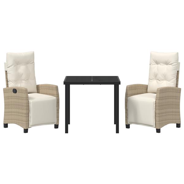 Grote foto vidaxl 3 delige tuinstel beige poly rattan tuin en terras tuinmeubelen