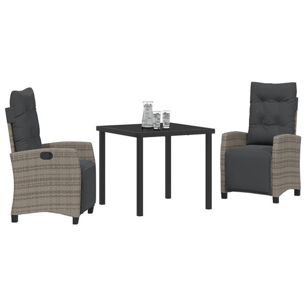 Grote foto vidaxl 3 delige tuin eetset grijs poly rattan tuin en terras tuinmeubelen
