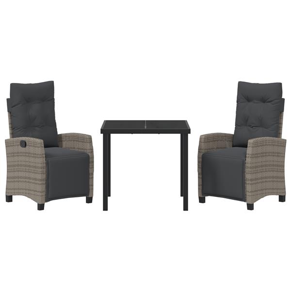 Grote foto vidaxl 3 delige tuin eetset grijs poly rattan tuin en terras tuinmeubelen