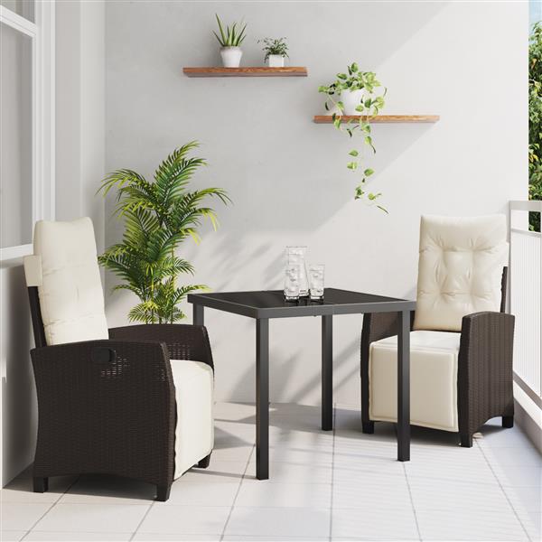 Grote foto vidaxl 3 delige tuin eetset bruin poly rattan tuin en terras tuinmeubelen