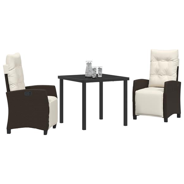 Grote foto vidaxl 3 delige tuin eetset bruin poly rattan tuin en terras tuinmeubelen