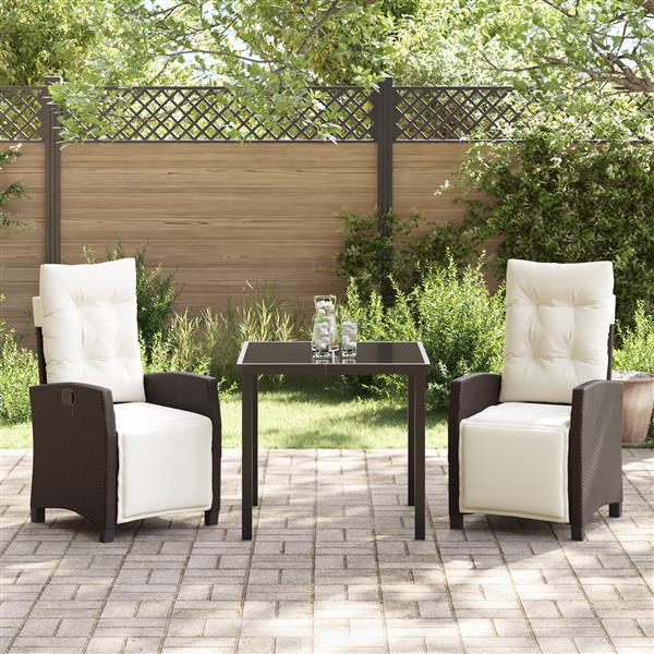 Grote foto vidaxl 3 delige tuin eetset bruin poly rattan tuin en terras tuinmeubelen
