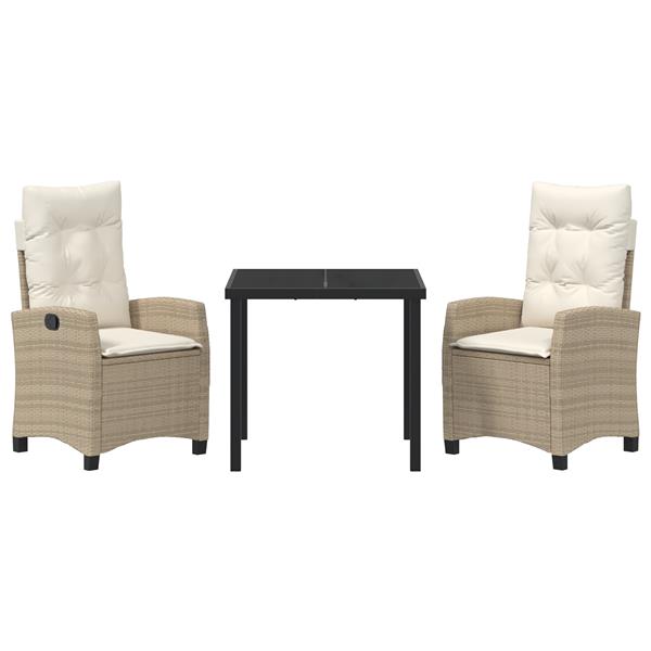 Grote foto vidaxl 3 delige tuinset met kussens beige poly rattan tuin en terras tuinmeubelen
